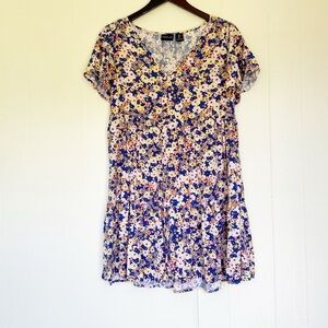 RACHEL ZOE Floral Babydoll Dress Blue Floral Small